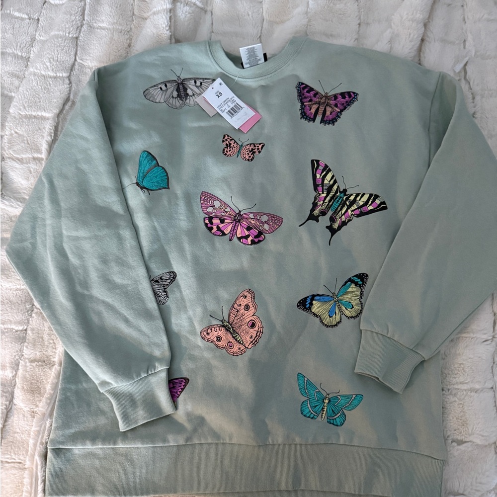 Butterfly Print Green Sweater